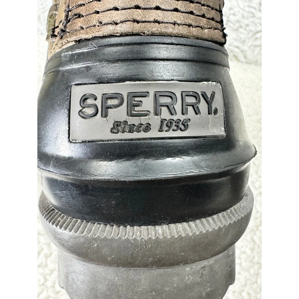Sperry Avenue Duck Boots Mens 12 Brown Grey Waterproof Wool STS13461 Winter Rain